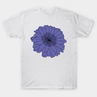 Very Peri Periwinkle Blue Gerbera Floral Drawing Color of the Year 2022 T-Shirt